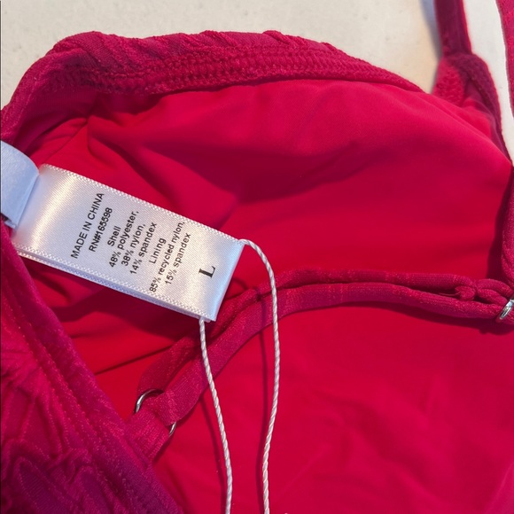 New Andie The Amalfi One Piece Lava Pink textured swimsuit adjustable straps L - Picture 7 of 13